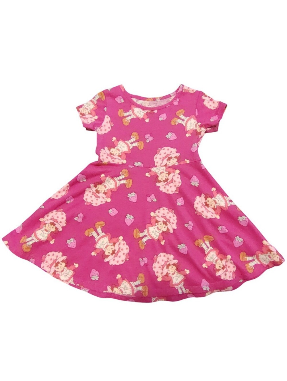 Strawberry Shortcake Toddler Girls Dress Size 4T Pink Short Sleeve Skater Dress